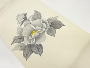 塩瀬手描き牡丹模様名古屋帯